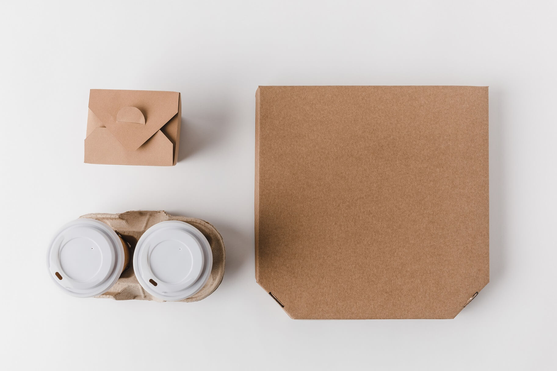 top view of pizza box and disposable coffee cups w a6bkget.jpg